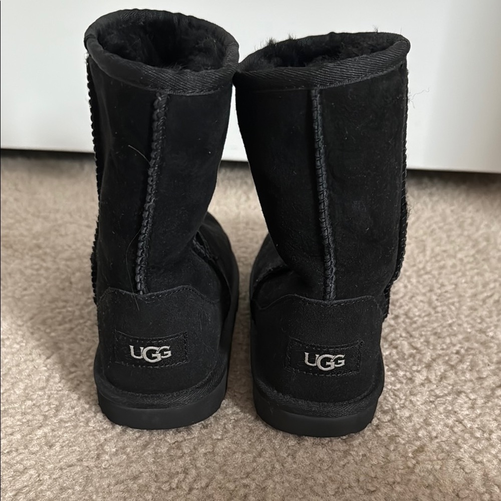 UGG Black Suede Ankle Boots with Plush Lining